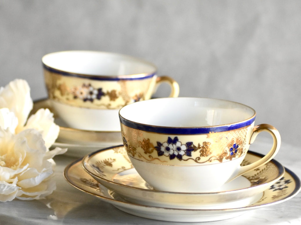 オールドノリタケ 桜柄ティートリオセット (ペア-2セット)