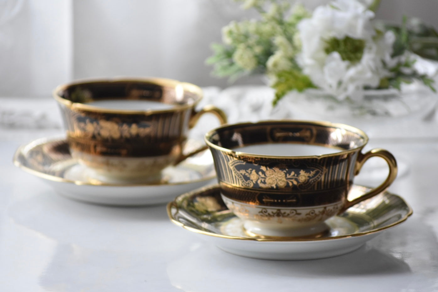 オールドノリタケ 珍しい黒のC&S (ペア)