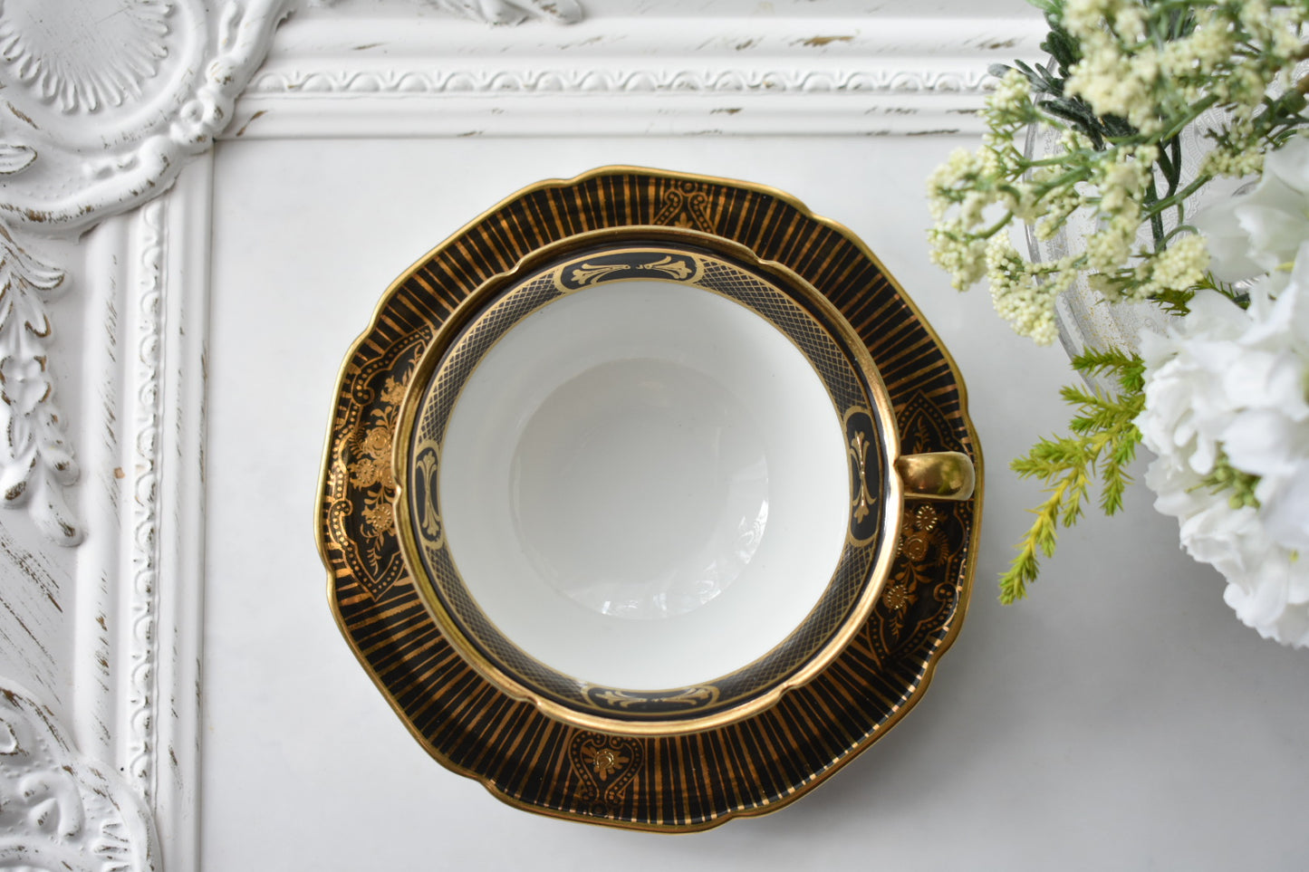 オールドノリタケ　珍しい黒のC&S （ペア）