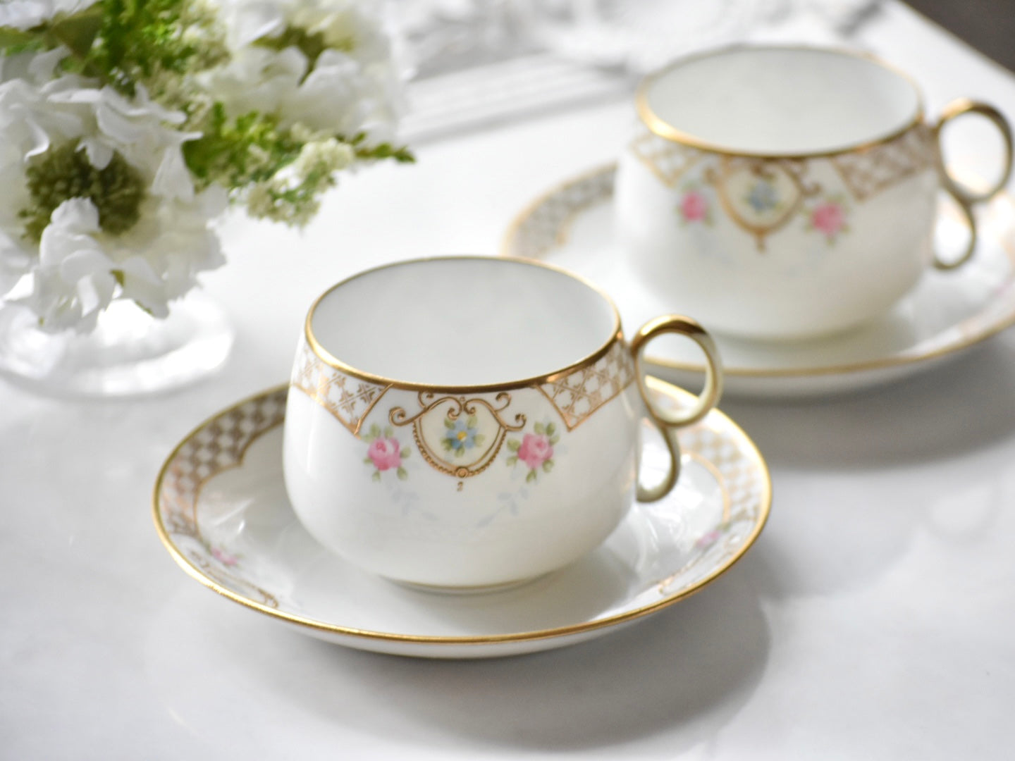 オールドノリタケ　愛らしいC&S （ペア）