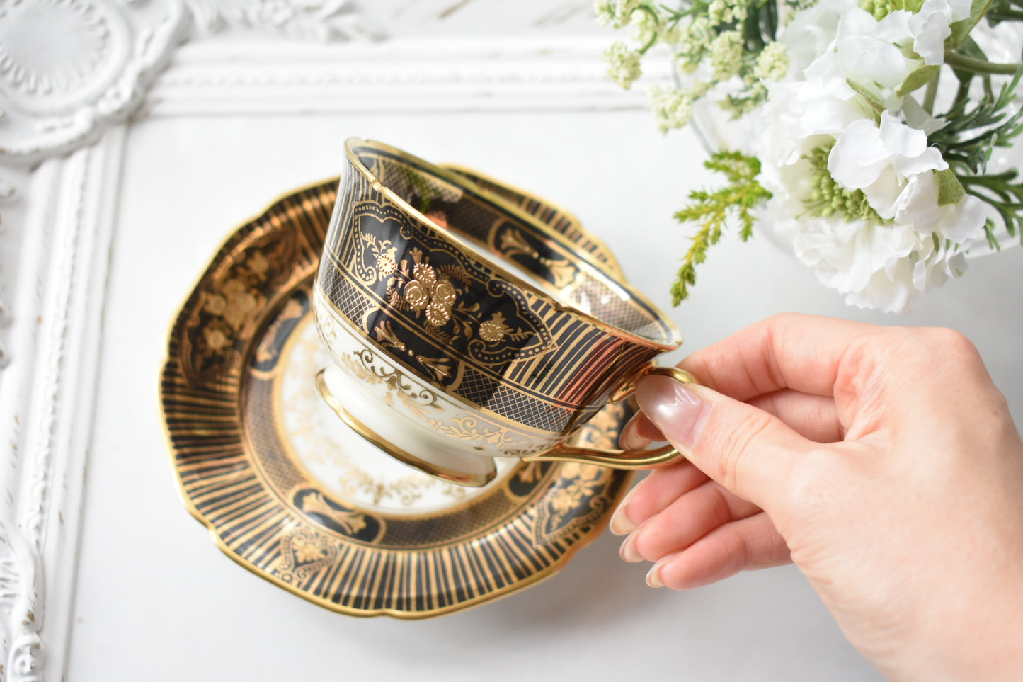 オールドノリタケ　珍しい黒のC&S （ペア）