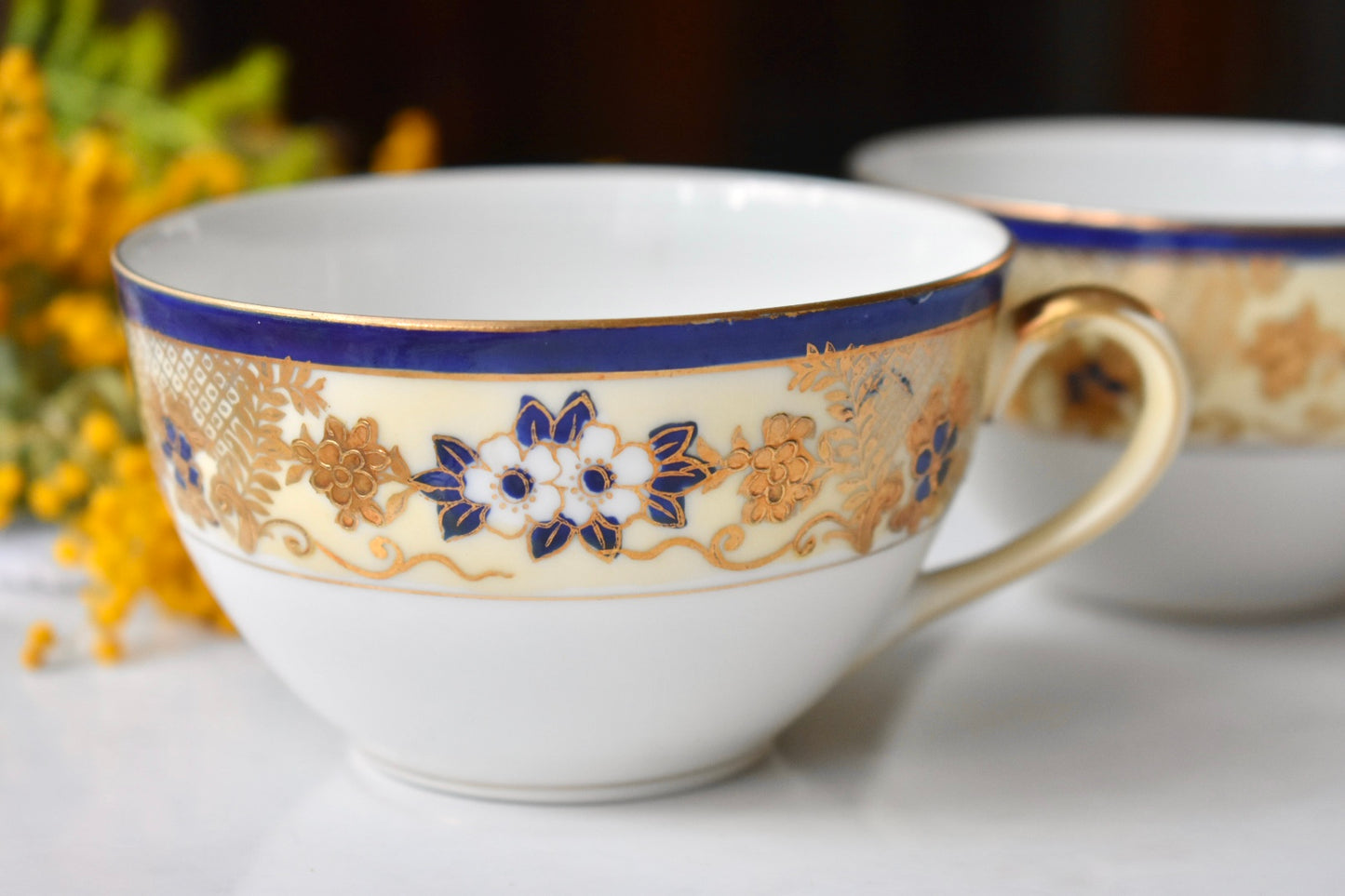 オールドノリタケ　桜柄ティートリオセット （ペア-2セット）