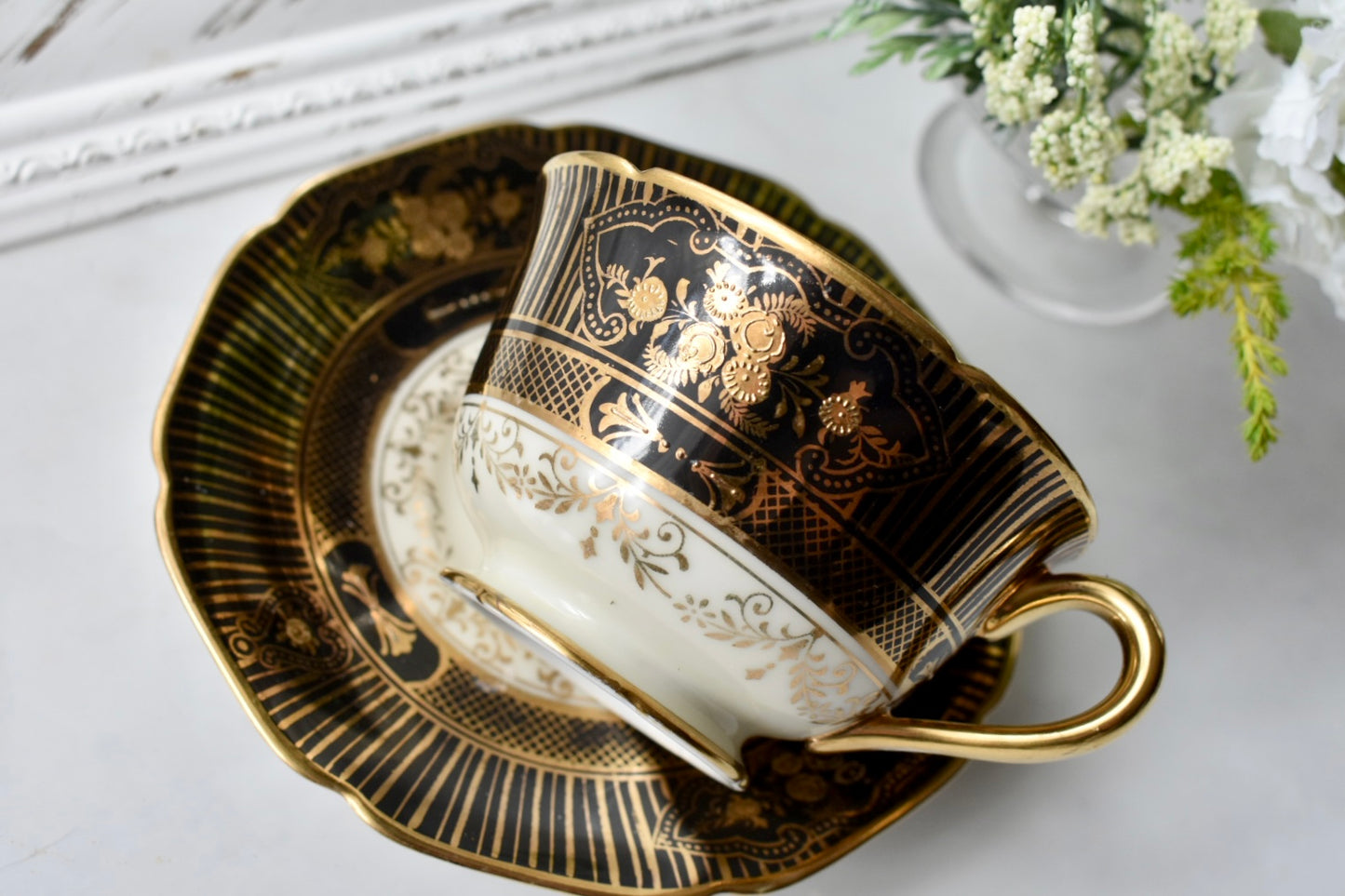 オールドノリタケ　珍しい黒のC&S （ペア）