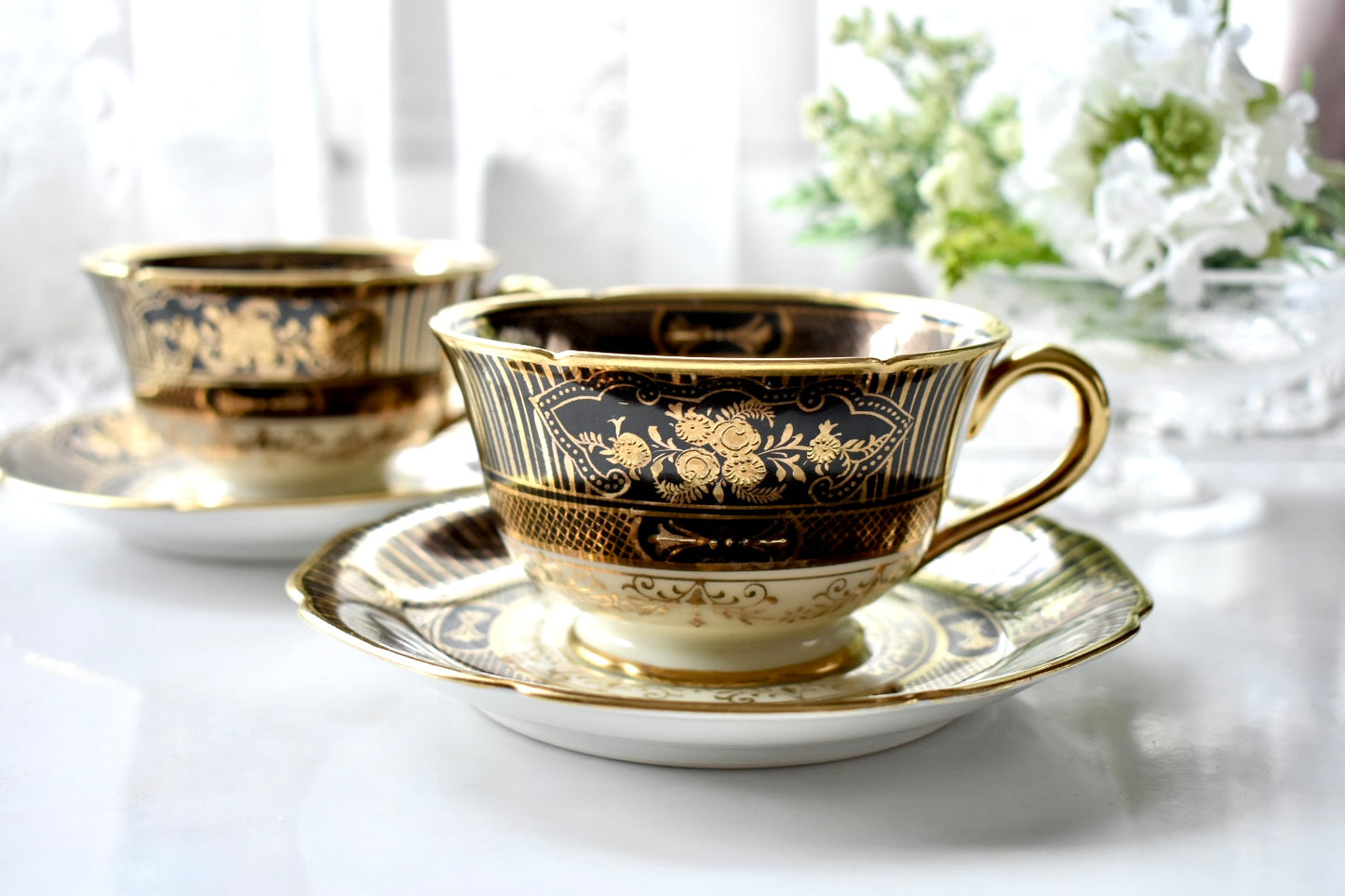 オールドノリタケ　珍しい黒のC&S （ペア）