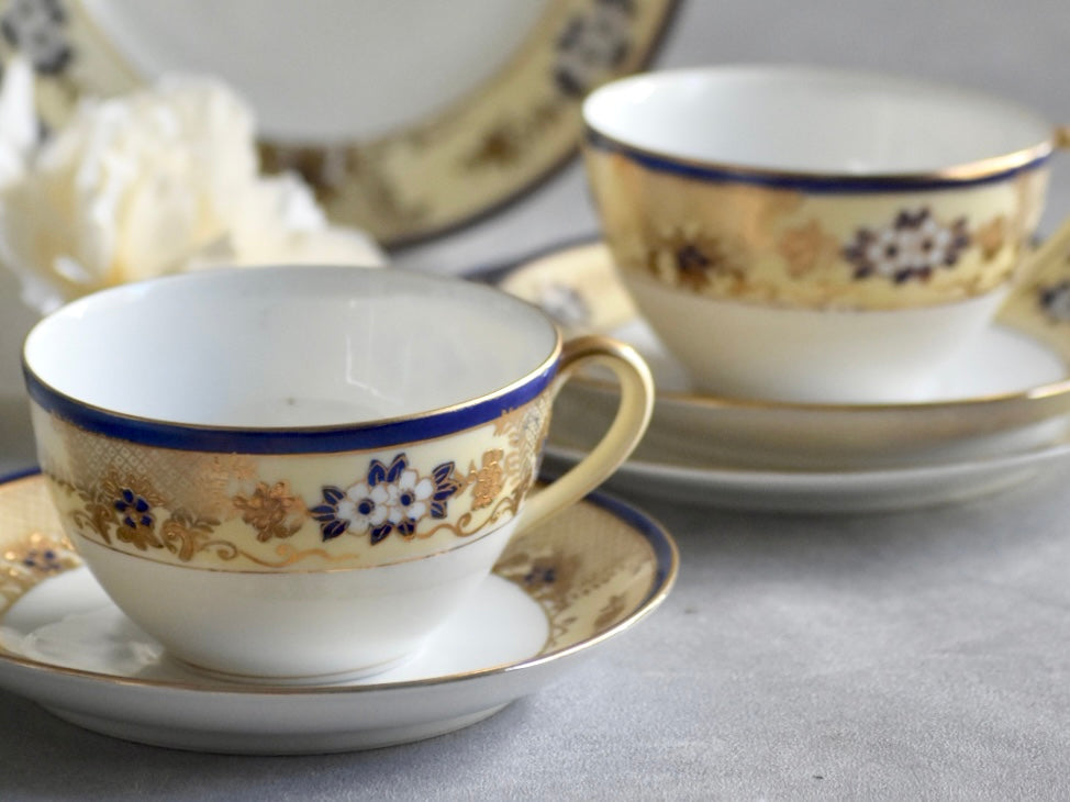 オールドノリタケ　桜柄ティートリオセット （ペア-2セット）