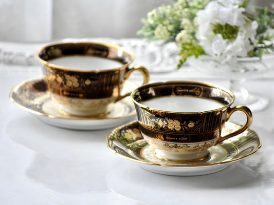 オールドノリタケ　珍しい黒のC&S （ペア）