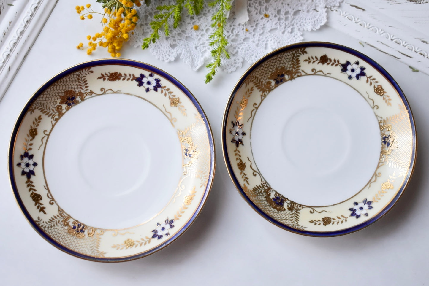 オールドノリタケ　桜柄ティートリオセット （ペア-2セット）